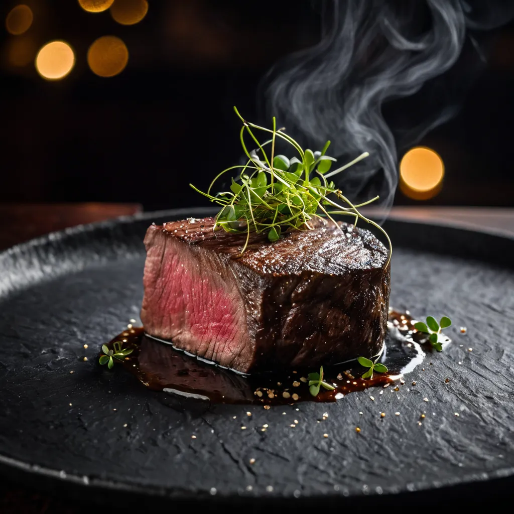AI generated food photography — steak on slate plate